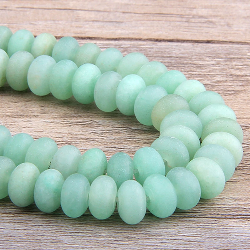 

Natural Green Aventurine Matte Stone beads Loose Spacer Rondelle stone Beads For Jewelry Making Bracelet 4*6/5*8MM DIY Necklaces