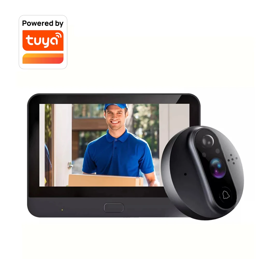 door video intercom Tuya WiFi Peephole Door Viewer Camera Wifi Doorbell Video Intercom 4.3" Monitor Detection Built-in battery App remote control door intercom with camera