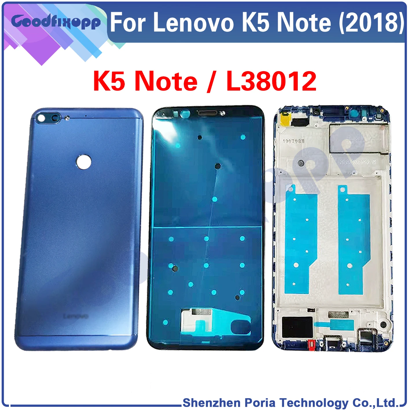 Для Lenovo K5 Note (2018) Передняя рамка задняя крышка батарейного отсека средняя для K5Note