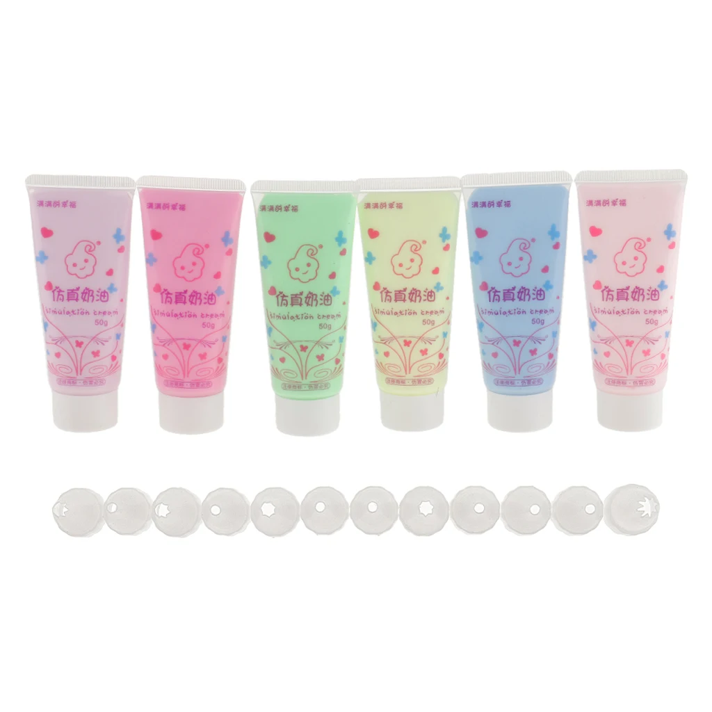 6 Pieces Fake Whipped Cream Clay Kawaii Cell Phone Case Deco DIY 50g