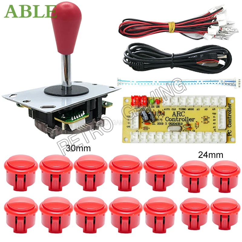 Arcade Joystick DIY Kit 5Pin Joystick 30mm push Buttons USB Encoder Oval ball top joystick for bartop arcade console