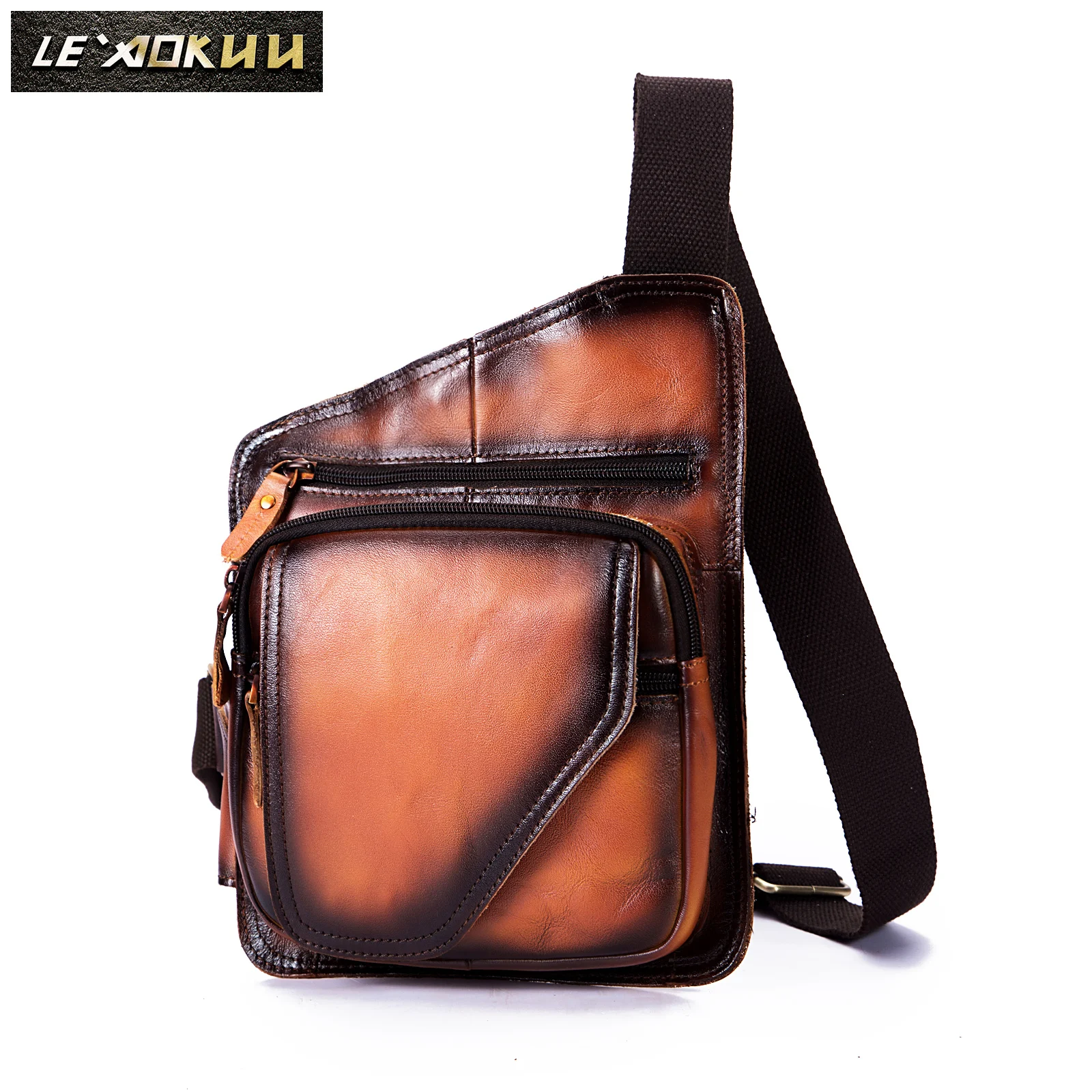 

Hot Sale Male Quality Leather Fashion Casual Wallet Phone Pouch Design Small Crossbody Chest Sling Daypack Bag Pack Men b214or
