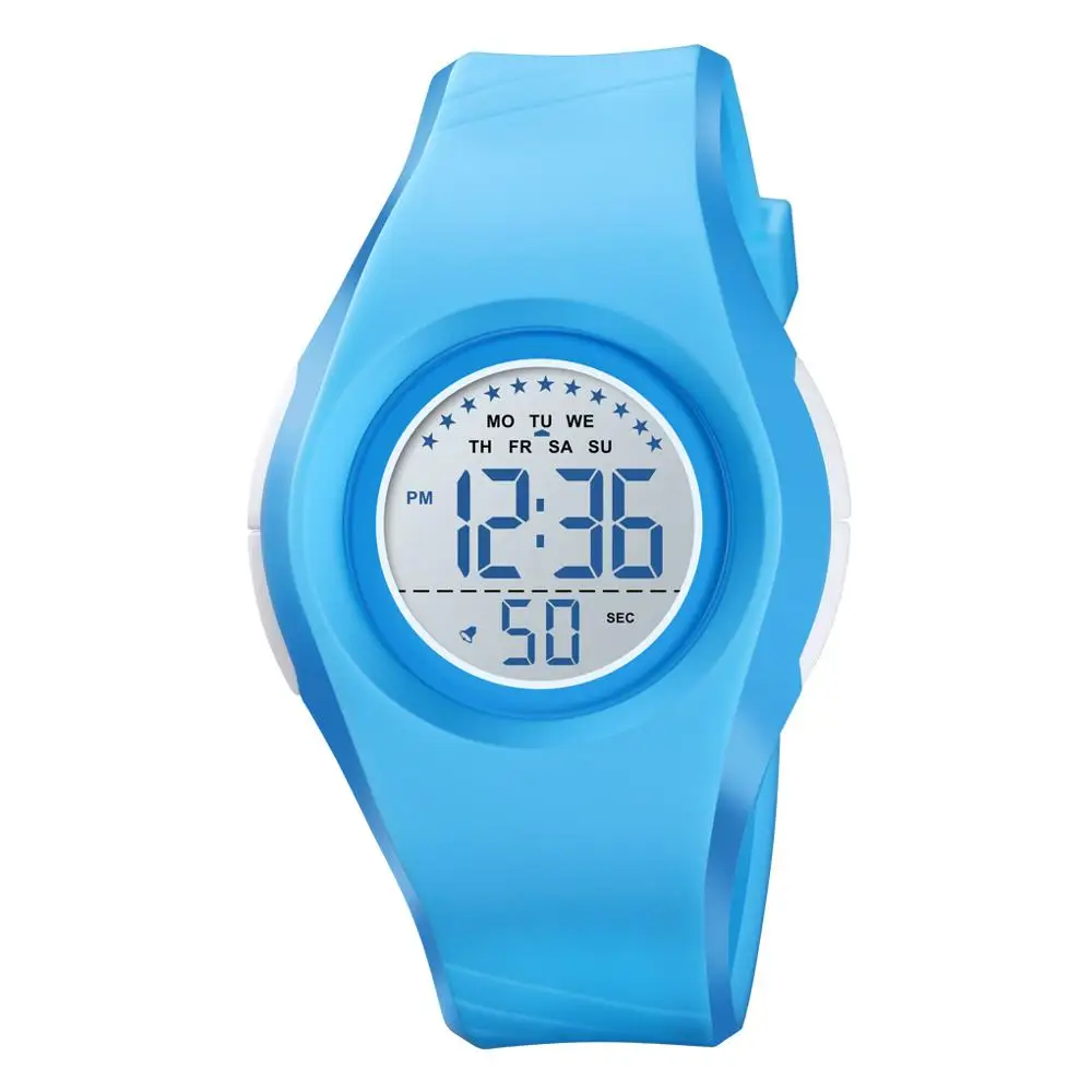 powder blue SKMEI детские часы для мальчиков и девочек светодиодный цифровой спортивные часы секундомер светящиеся 5 бар водонепроницаемые детские наручные часы подарок для детей - Цвет: powder blue