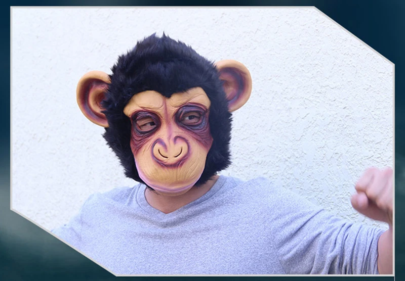 3D Orangutan шимпанзе маска на все лицо подарки на Хэллоуин экологически чистый натуральный латекс маска обезьяны вечерние косплей реквизит маскарад