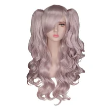 QQXCAIW длинный волнистый парик косплей Charlotte Tomori Nao женский светло-фиолетовый Лолита высокотемпературные синтетические волокна парики 2 хвоста