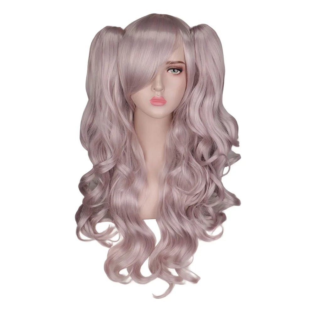 

QQXCAIW Long Wavy Wig Cosplay Charlotte Tomori Nao Women Light Purple Lolita High Temperature Synthetic Fiber Wigs 2 Ponytails
