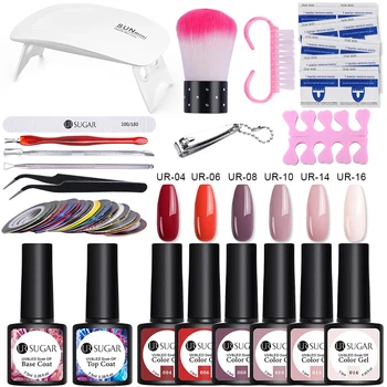 

UR SUGAR Nail Set 6W UV LED LAMP for Manicures Gel Nail Polish Set Kit Gel Varnish Nail Drill Manicures Sets Nail Art Tools Kit