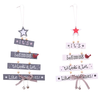 

Merry Christmas Decorations Wooden Letter Pendants Ornaments With Bells Home Xmas Party Decor On Tree Wall New Year