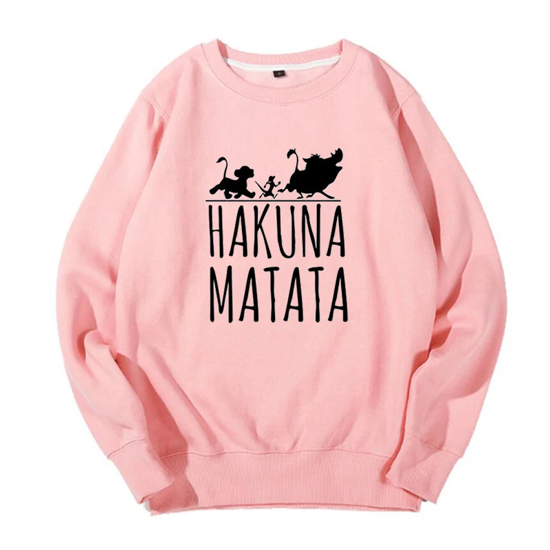 

funny hakuna matata hoodies sweatshirt gothic streetwear clothes animal graphic print sweatshirts pink hoodie vogue