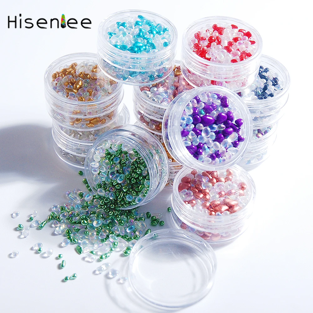 11 Boxes of Mixed Color Irregular Shape Mini Cobblestone Glass Rhinestone DIY Nail Supplies Decorative Accessories