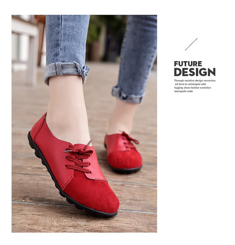 2019 New Leather Women Plus Size Sewing Flats Moccasins Loafers Ballet Flats Women Comfortable Soft Casual Shoes Ladies VT634 (21)