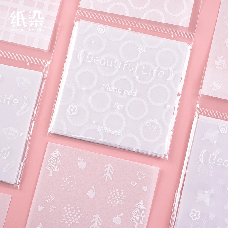 

Creative Colorful Life Bullet Journal Transparent paper Memo Pad Sticky Note Memo Notepad School Office Supply Stationery