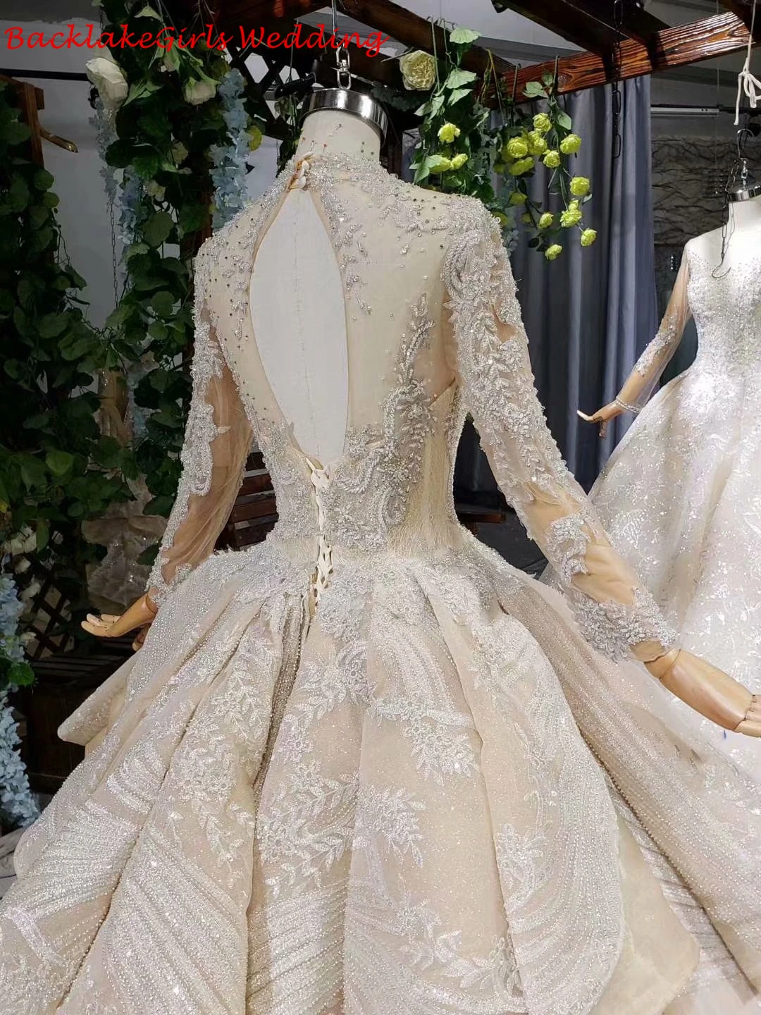Abito Da Sposa роскошные 2 метра длинный поезд Плюс Размер свадебное платье с v-образным вырезом Свадебный платья платье с длинными рукавами De Princesse
