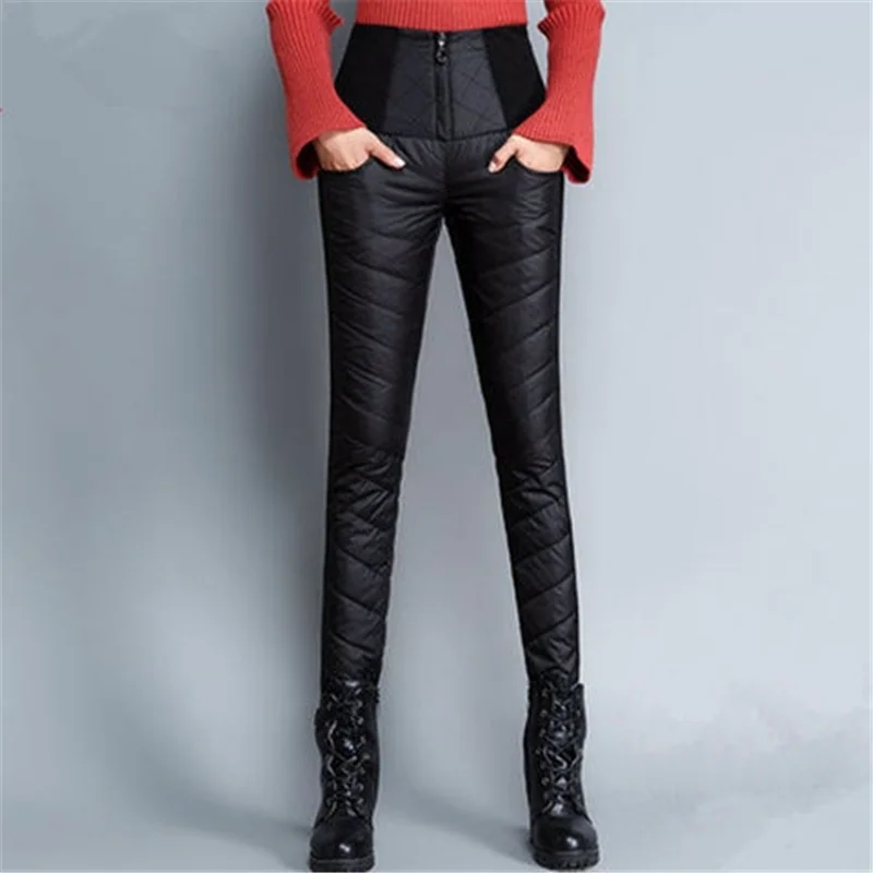 Пуховые брюки для женщин с высокой талией