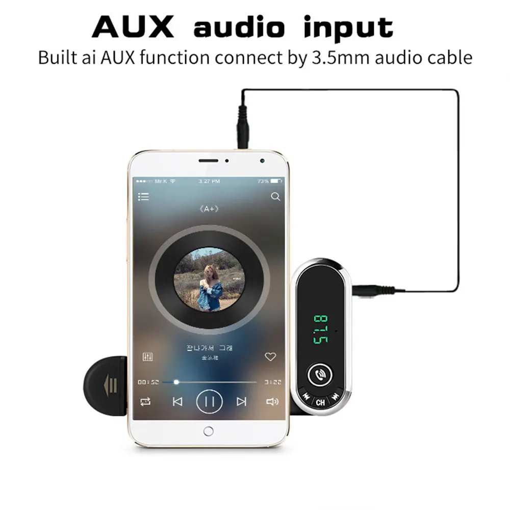 AUX fm-передатчик Bluetooth fm-передатчик Handsfree Портативный Автомобильный Bluetooth Handsfree для MP3