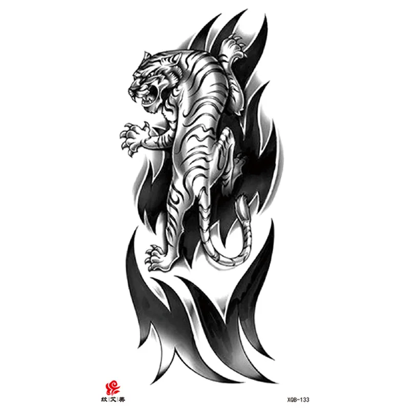 Animal Tiger dragonTemporary Tattoos Fox Wolf Eagle Fake Tatto Sticker Owl Flower Tatoo Body Armbands Men tatuajes temporales