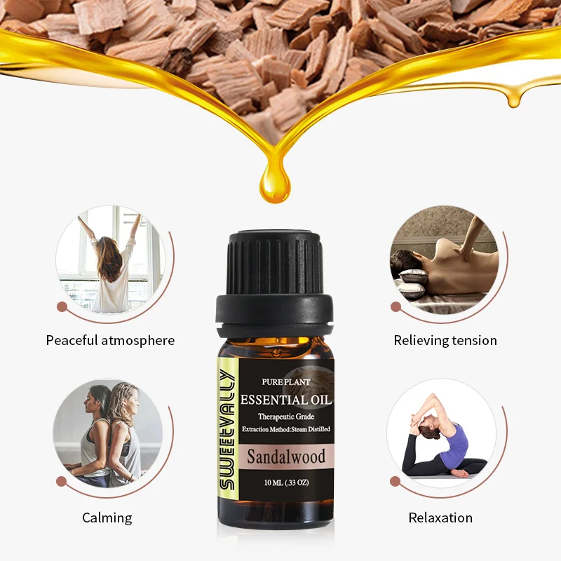 

1pc 10ml Sandalwood Essential Oil Natural Fragrance Essential oils for practicing yoga to relax Expel mosquitoes help sleep