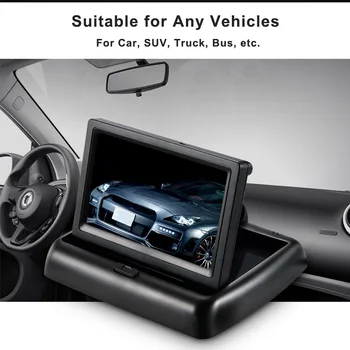 

Auto Rear View Monitor 4.3 inch HD Foldable Reversing LCD TFT Display with Night Vision Backup Rear View Camera for cars Vehicle