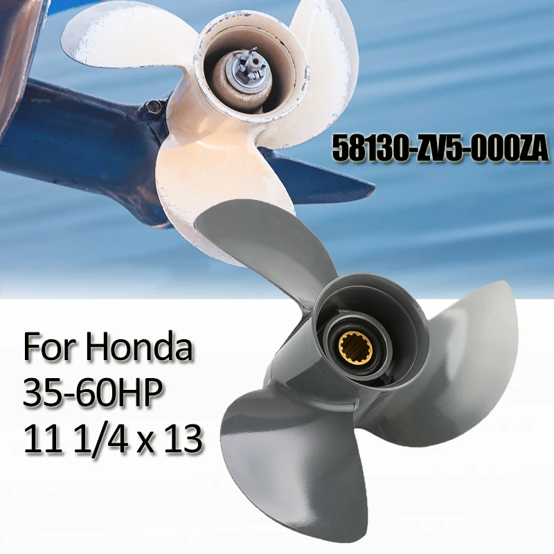 

3 Blades Outboard Boat Propeller Motors Marine Propeller Aluminum Alloy 11 1/4x13 For Honda 35-60HP 58130-ZV5-012AH Gray