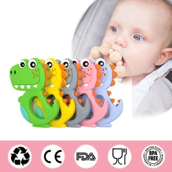 Segurança dos desenhos animados bebê mordedor bpa bonito animal dinossauro dentes do bebê criança silicone mastigar criança dentes brinquedo