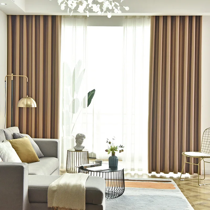 1pc curtain Современный утепленный солнцезащитный тканевый занавес s для гостиной, плотные занавески для спальни, оконные занавески, сплошной цвет, 1 шт - Цвет: 1pc curtain