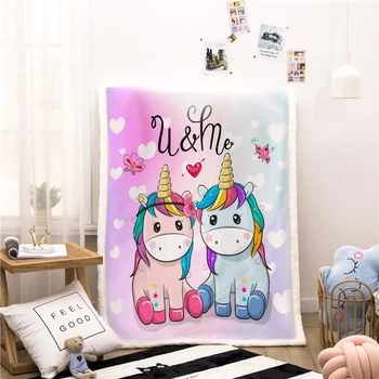 

Unicorn Pattern Velvet Throw Blanket Winter Warm Plush Sofa Bed Sleeping Blanket