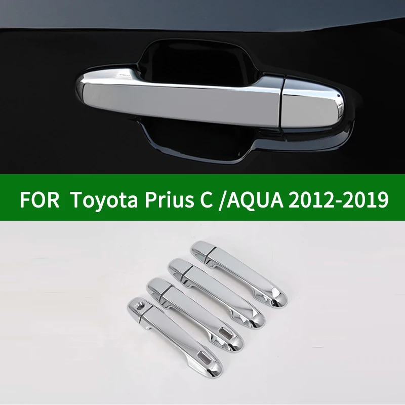 For TOYOTA Prius C AQUA Hybrid 2012-2019 chrome silver Door Handle Cover Bezel Trim 2013 2014 2015 2016 2017 2018 | Автомобили и