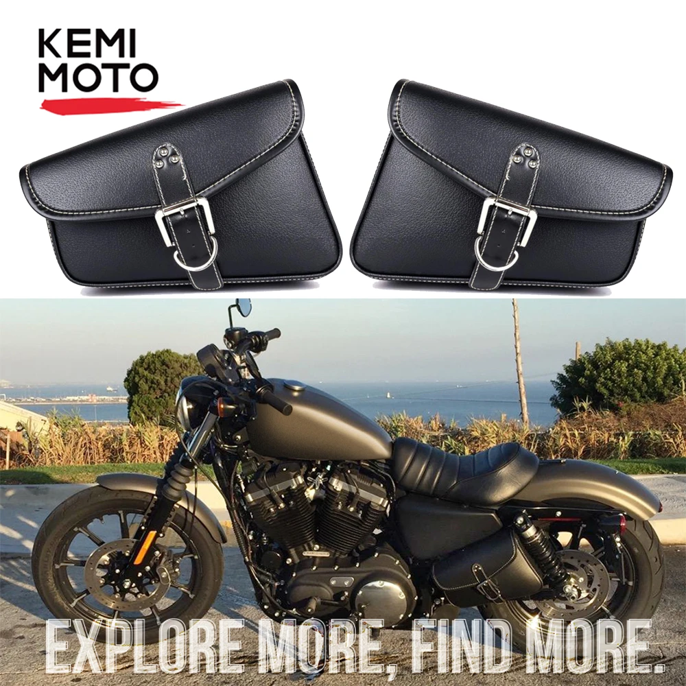 Kemimoto Motorcycle Saddle Bags Pu Leather Swingarm Bag Saddlebags Side