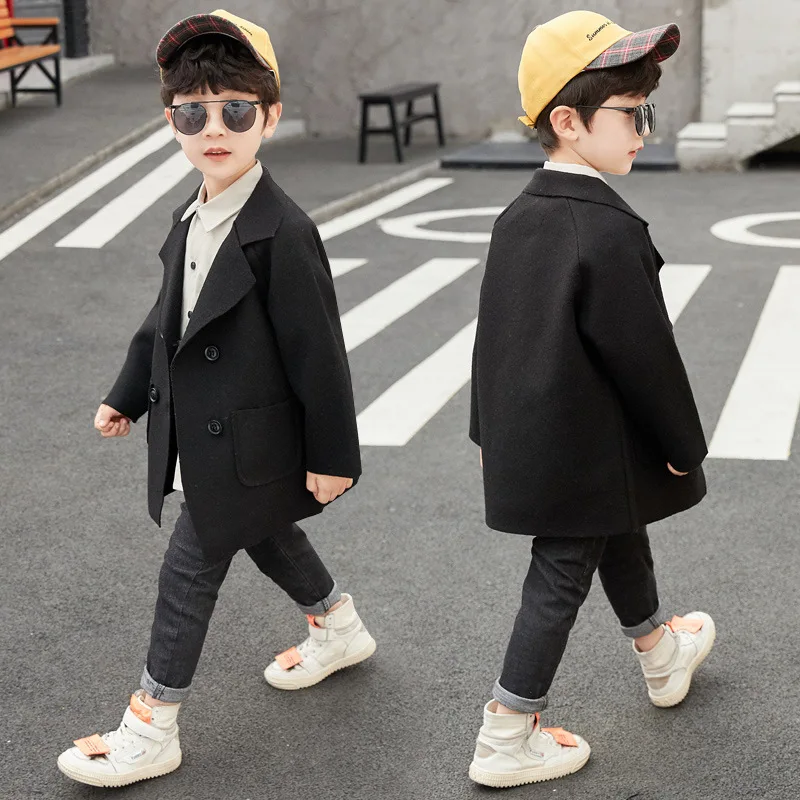 Woolen Double-Breasted Trench Coat for Boys - Solid Lapel Winter Jacket - Sizes 1-5 Y - Ideal Outerwear for Kids image 5