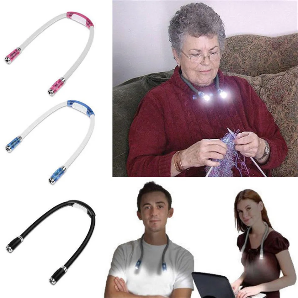 

Convenient Flexible Handsfree Led lamp Neck Hug light book light Reading Lamp Novelty Led Night Flash light Camping light