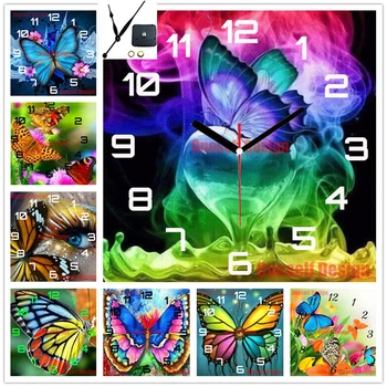 

diamond mosaic sale butterfly diamond painting cross stitch with clock diamond embroidery full set decoration home wall sticker