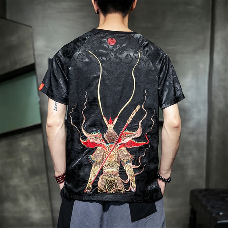 Футболка с вышивкой Monkey King Мужская Уличная футболка в стиле хип-хоп 5XL одежда 2020