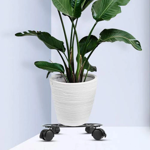 Round Plant Caddy,Plant Stand on Roller Patio Flower Pot Rack 10.5 in Plant Holder with Lockable Omnidirectional Wheels