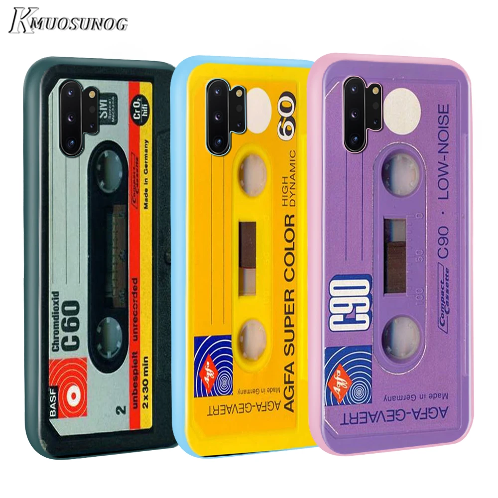 

Classical Old Cassette Baseus Candy Color Cover for Samsung Galaxy Note 10 9 8 S11 S10 S9 S8 S7 Plus Edge Phone Case