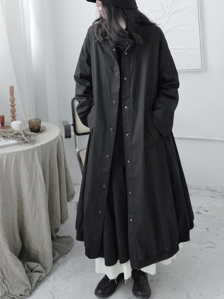UMI MAO Spring Autumn New Women's Darkness, Yamamoto Wind Windbreaker, Long  Loose Japanese Black Jacket Trend Trench Coat Women