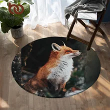 Постельные принадлежности Outlet Лисий декоративный нескользящий коврик для пола 3D принт круглый ковер дикие животные Противоскользящие коврики Цветочные племенные Tapete Прямая поставка