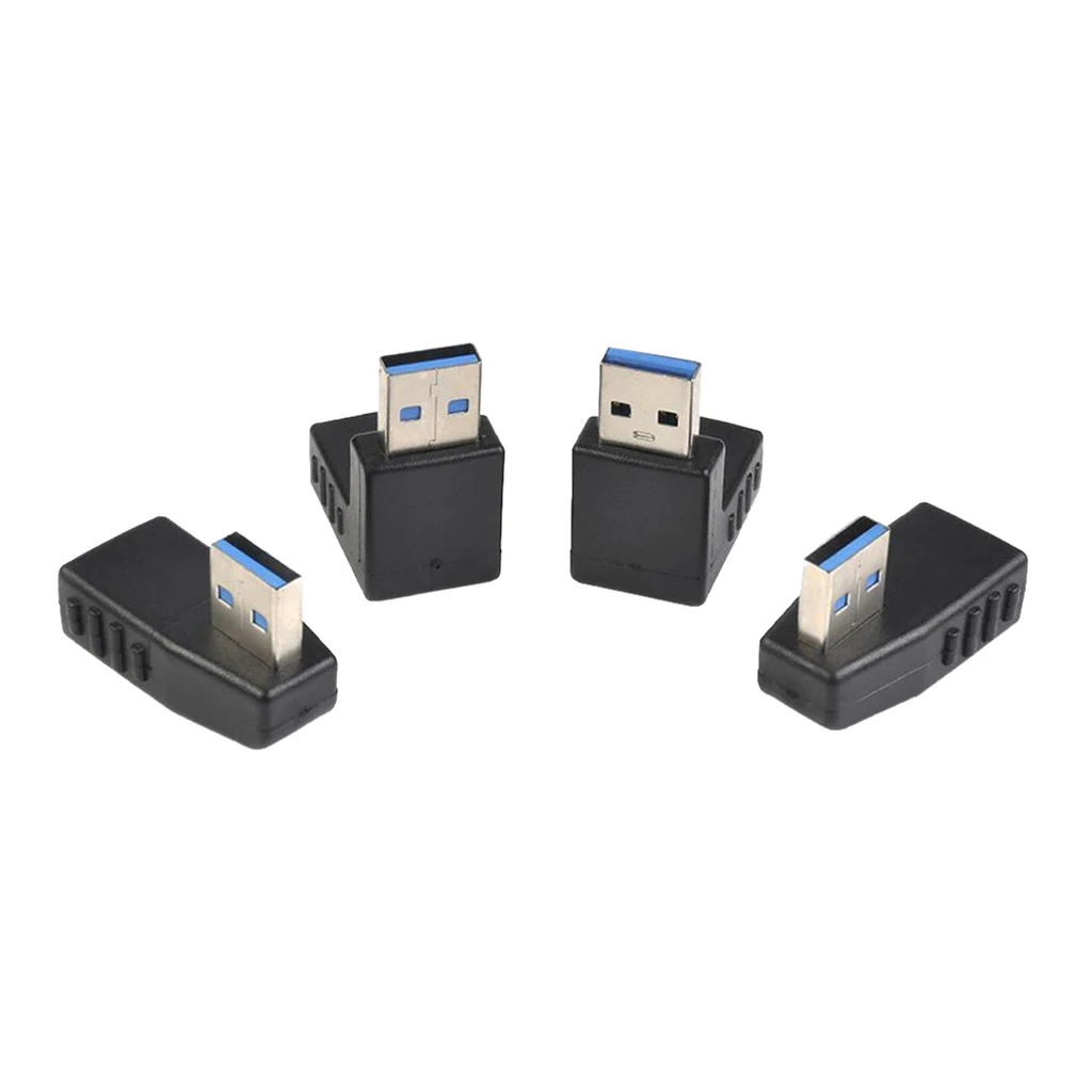 4Pcs USB3.0 A Male To Female 90 Degree Different Angle Plug Adapter Extension