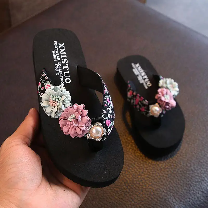 Children's Slippers Girls Summer Cute Fashionable Beach Parent-child Shoes Non-slip Flat Female Flower Slippers B713 - Цвет: 6