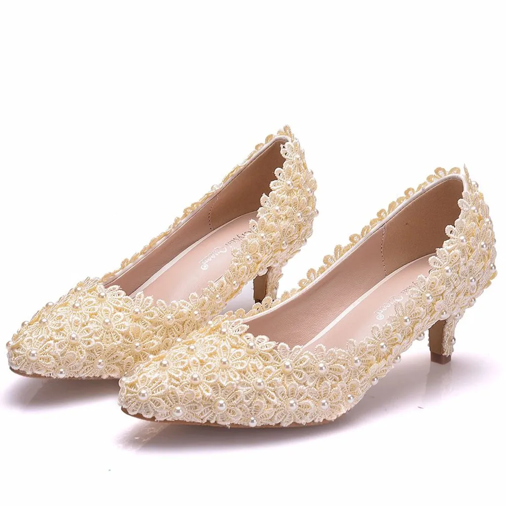 

Crystal Floral Sandals Low Heel Sexy Women's Shoes Elegant Ladies Shoe Wedding Pointed Toe Thin Sandals Shoes High Heel Shoes