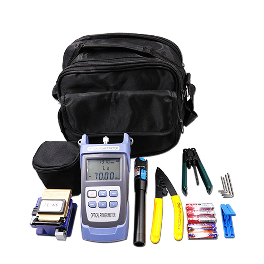 

Fiber Optic FTTH Tool Kit with Stripping Pliers and Miller's Pliers Fiber Cleaver Optical Power Meter 5km Red Laser Pointer