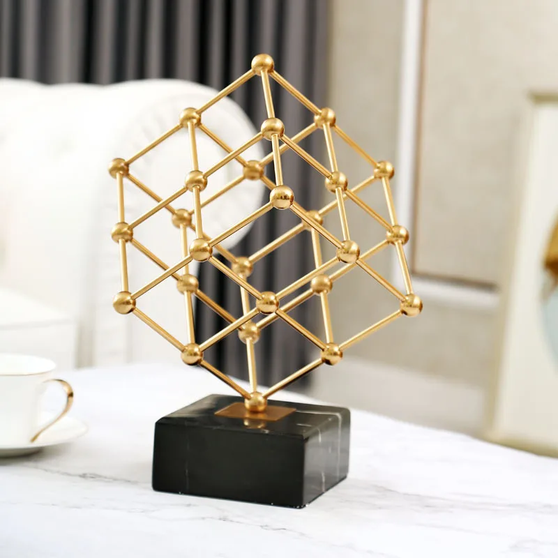 Creative Nordic metal geometric abstract Crafts ornaments Gold Modern home desktop decoration miniature figurines accessories