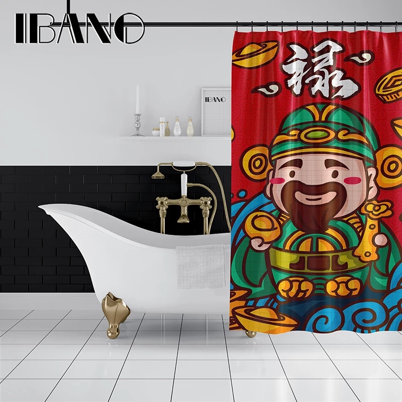IBANO китайская модная занавеска для душа, водонепроницаемая полиэфирная ткань, занавеска для ванной комнаты с 12 крючками, горячая распродажа
