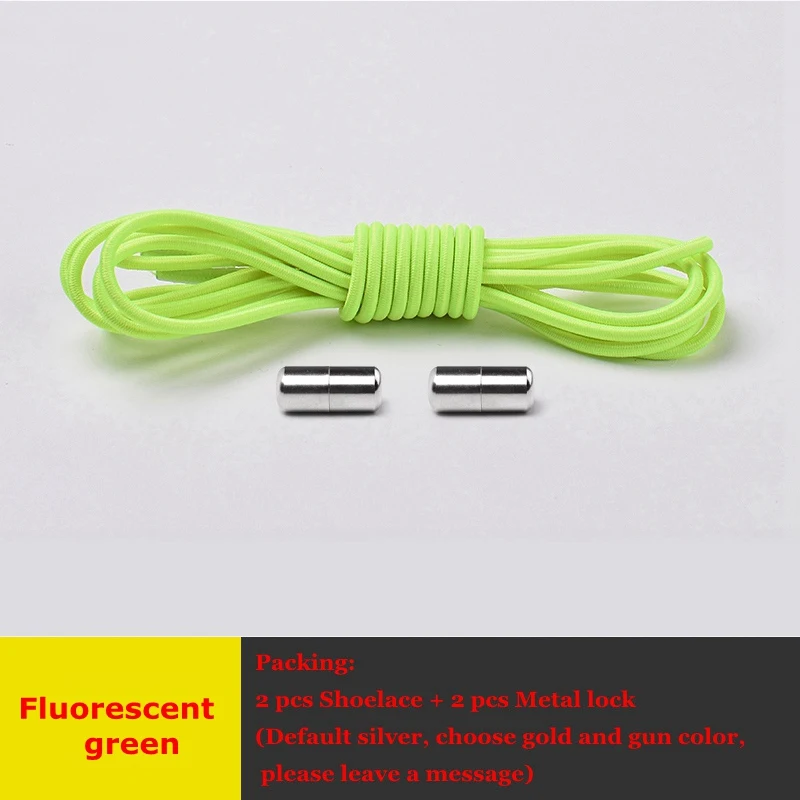 1 пара эластичных шнурков, круглые шнурки, шнурки без завязок, для детей и взрослых, быстросохнущие шнурки, уличные кроссовки для отдыха, фиксирующие шнурки, 25 цветов - Цвет: Fluorescent green