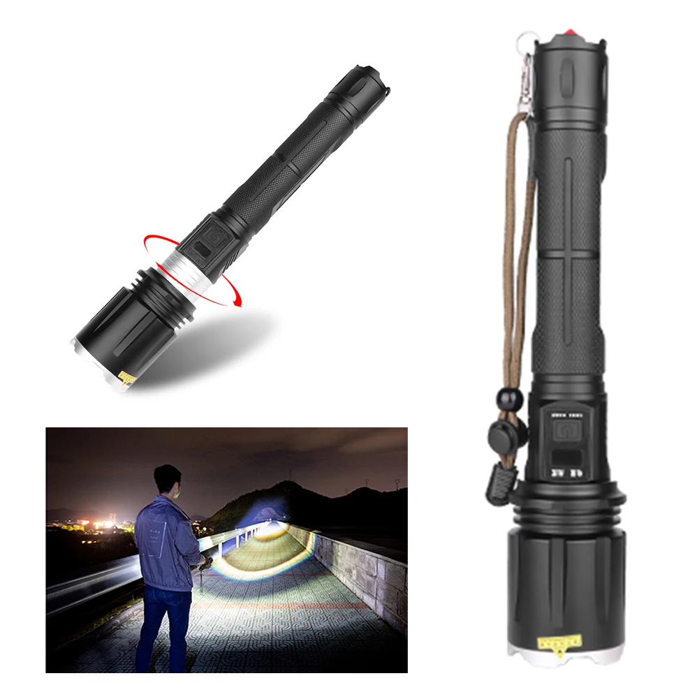 

Outdoor Safety Flashlight Window Breaker Power Bank Rechargeable Light Flashlight 4 Modes Flashlight Zoomable