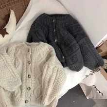 Veste Cardigan à simple boutonnage pour bébé fille et garçon, manteau chaud tricoté pour enfant de 80 à 150cm, nouvelle collection printemps automne