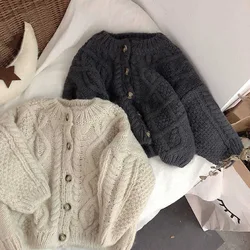 Nova primavera outono moda bebê meninas meninos cardigan jaqueta single breasted quente criança malha sweatercoat para 80 150cm