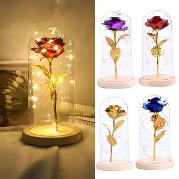 

Romantic Artificial Rose Flower LED Glass Bottle Lamp Night Light Home Christmas Decor For Valentine's Gifts LED Rose Lamps