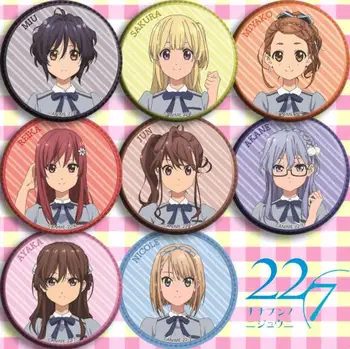 

8pcs/1lot Anime 22/7 Miu Sakura Miyako Reika Jun Akane Ayaka Figure 4764 Badges Round Brooch Pin Gifts Kids Toy