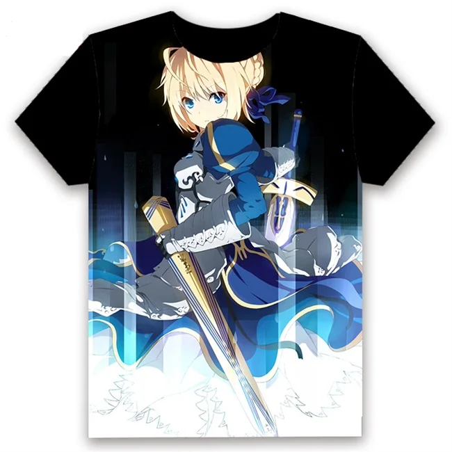 8 Модная футболка аниме Fate/stay night Altria Пендрагон сабля Косплэй короткий рукав Повседневное черные футболки Лето Забавный Футболка - Цвет: 8