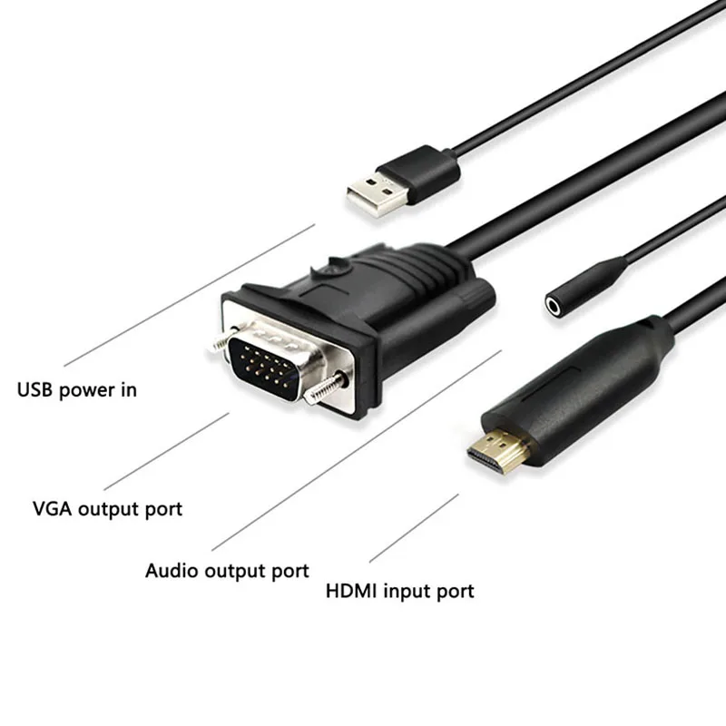 HDMI к Vga конвертер с кабелем 1 8 м цифро аналоговый сигнал USB и o|Адаптеры Type-C| |